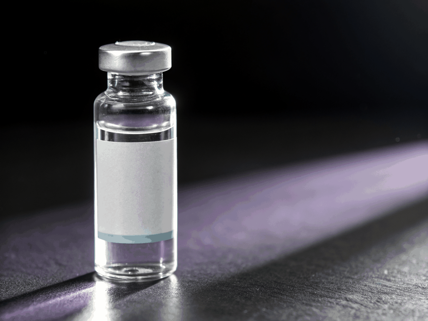 Lyophilized research peptide vial with cobalt aluminum cap